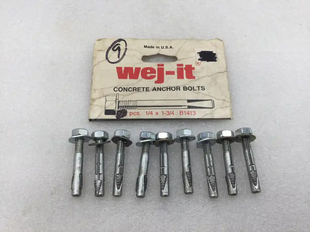 New Release Lot of 9 Wej-It Z1413 Concrete Anchor Bolts 1/4" X 1-3/4"
