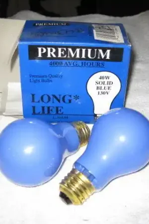 (Pack Of 2) 40w 120v Incandescent A19, E26 Base Ceramic Blue Bulb 4000 Hour Premium