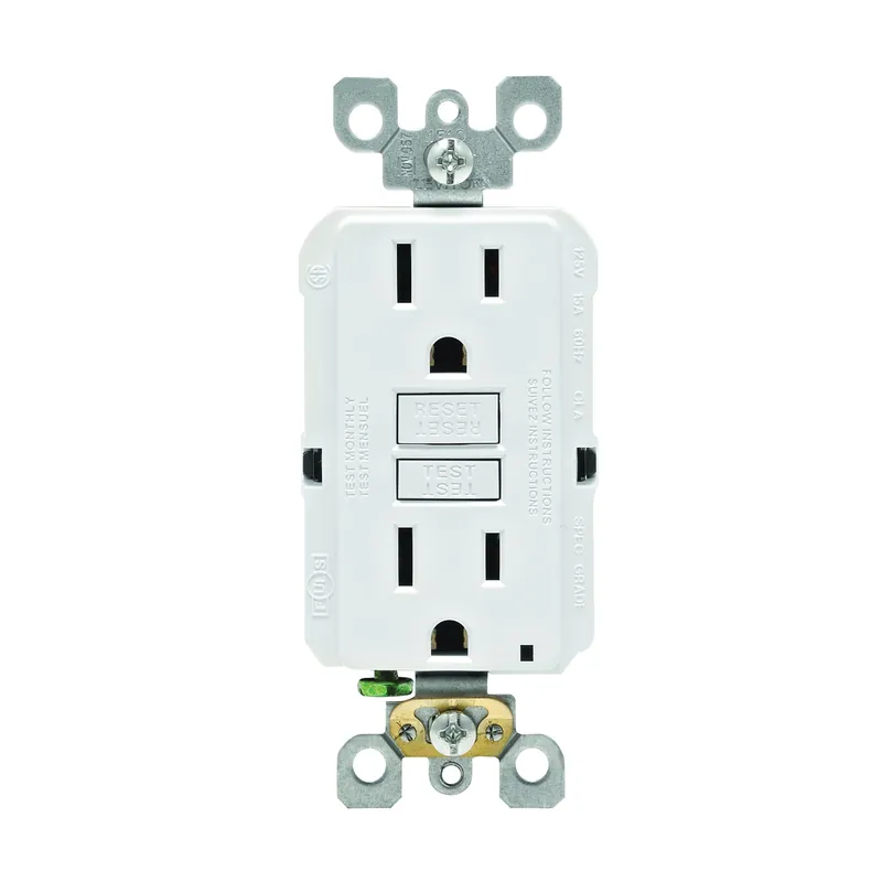 Certified Leviton M02-GFNT1-03W GFCI Receptacle/Outlet, 125 V, 15 A, NEMA: NEMA 5-15R, White