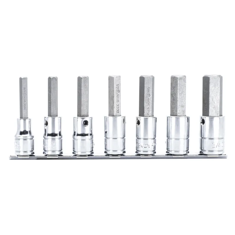 7PC 1/2" Dr. SAE Hex Bit Socket Set - Genius Tools Genuine