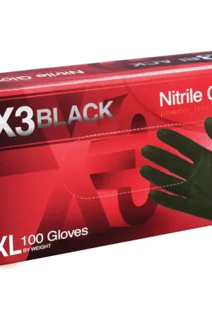 Secure Checkout XL X3 Powder Free, Textured, Black Nitrile - Ammex