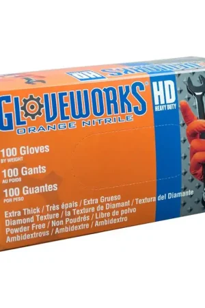 Limited Offer Gloveworks HD Orange Nitrile Gloves Large - Ammex
