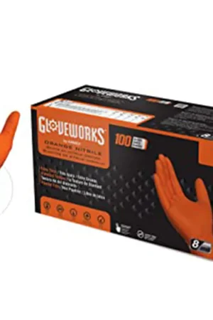 Ammex | GWON49100 | Gloveworks HD Orange Nitrile Gloves XXL - Heavy Duty Durable Limited Edition