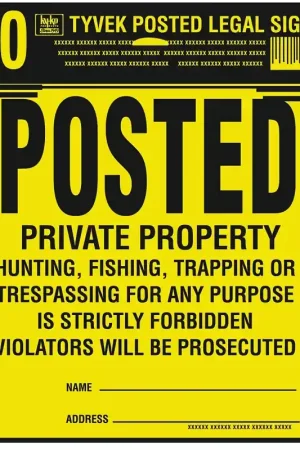 Authentic Hy-Ko PP-1 Legal Sign Kit, Square, Black Legend, Yellow Background, Tyvek, 11 in W x 11 in H Dimensions