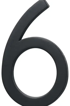 Hy-Ko FM-6 Architectural Series FM-6/6 House Number, Character: 6, 6 in H Character, Black Character Free Delivery