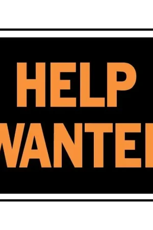 Editor’s Pick Hy-Ko Hy-Glo Series 3034 Identification Sign, Rectangular, HELP WANTED, Fluorescent Orange Legend, Black Background
