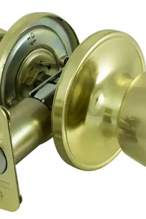 Authentic ProSource TS730BRA4B Passage Knob, Metal, Polished Brass, 2-3/8 to 2-3/4 in Backset, 1-3/8 to 1-3/4 in Thick Door