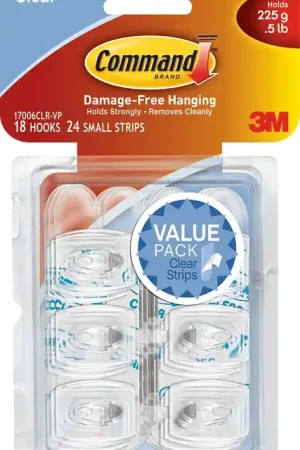 Mega Sale Command 17006CLR-VP Adhesive Hook, 0.5 lb, 18-Hook, Plastic, Clear