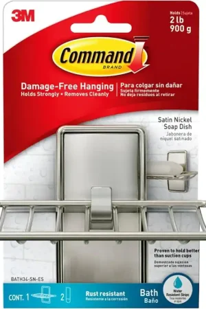 Time-Limited Command BATH34-SN-ES Bath Soap Dish, Wall Mounting, Metal/Plastic
