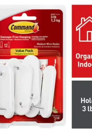 Fan Favorite Command 17068-7ES Medium Hook, 3 lb, 7-Hook, Plastic, White
