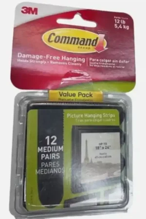 Weekend Sale Command 17204BLK-12ES Medium Picture Hanging Strip, 3/4 in W, 2-3/4 in L, Foam Backing, Black, 3 lb