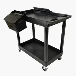 Money Back Guarantee Luxor Two Shelf Cart with Outrigger Bins - Luxor